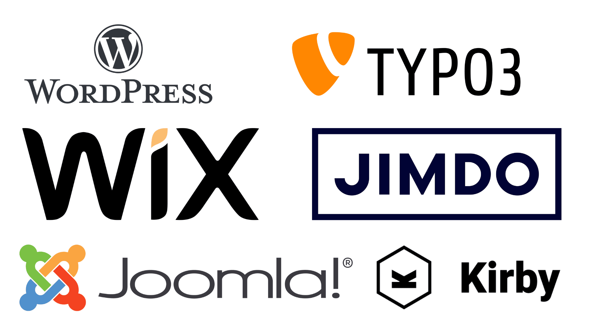 Logos von verschiedenen Anbieter für CMS Systeme